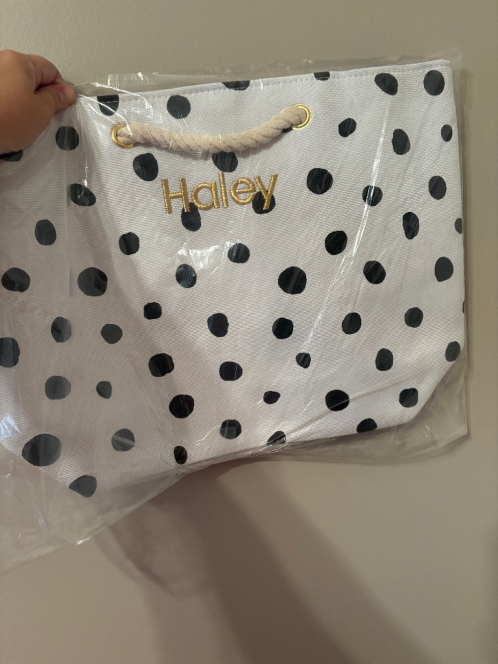 NWT polka dot black and white large tote HALEY
